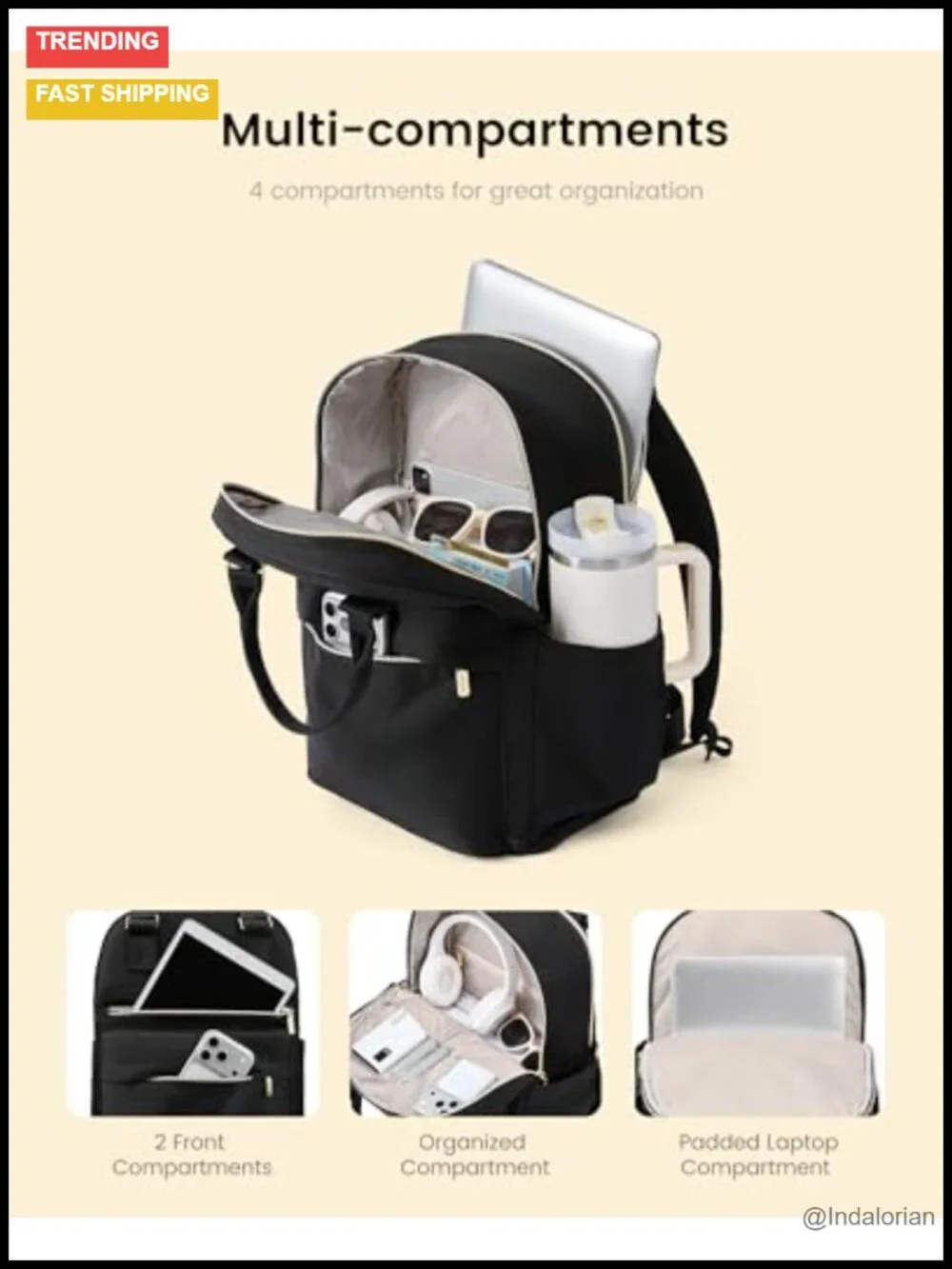 LOVEvOOK Laptop Backpack with Giant Tumbler Holder, 15.6 inch Computer Bag